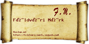 Földvári Márk névjegykártya